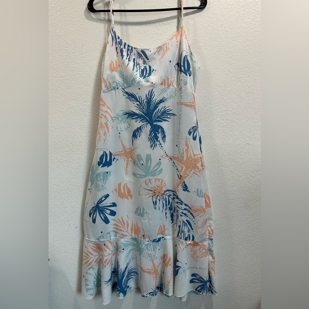 Women's Mermaid Ruffle Dress in Sandy Beach White, Size Small.